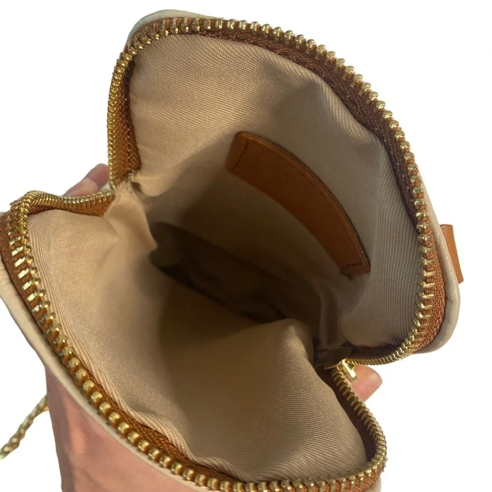 Valentina Pebbled Leather Crossbody Bag Purse Off-White Cream
